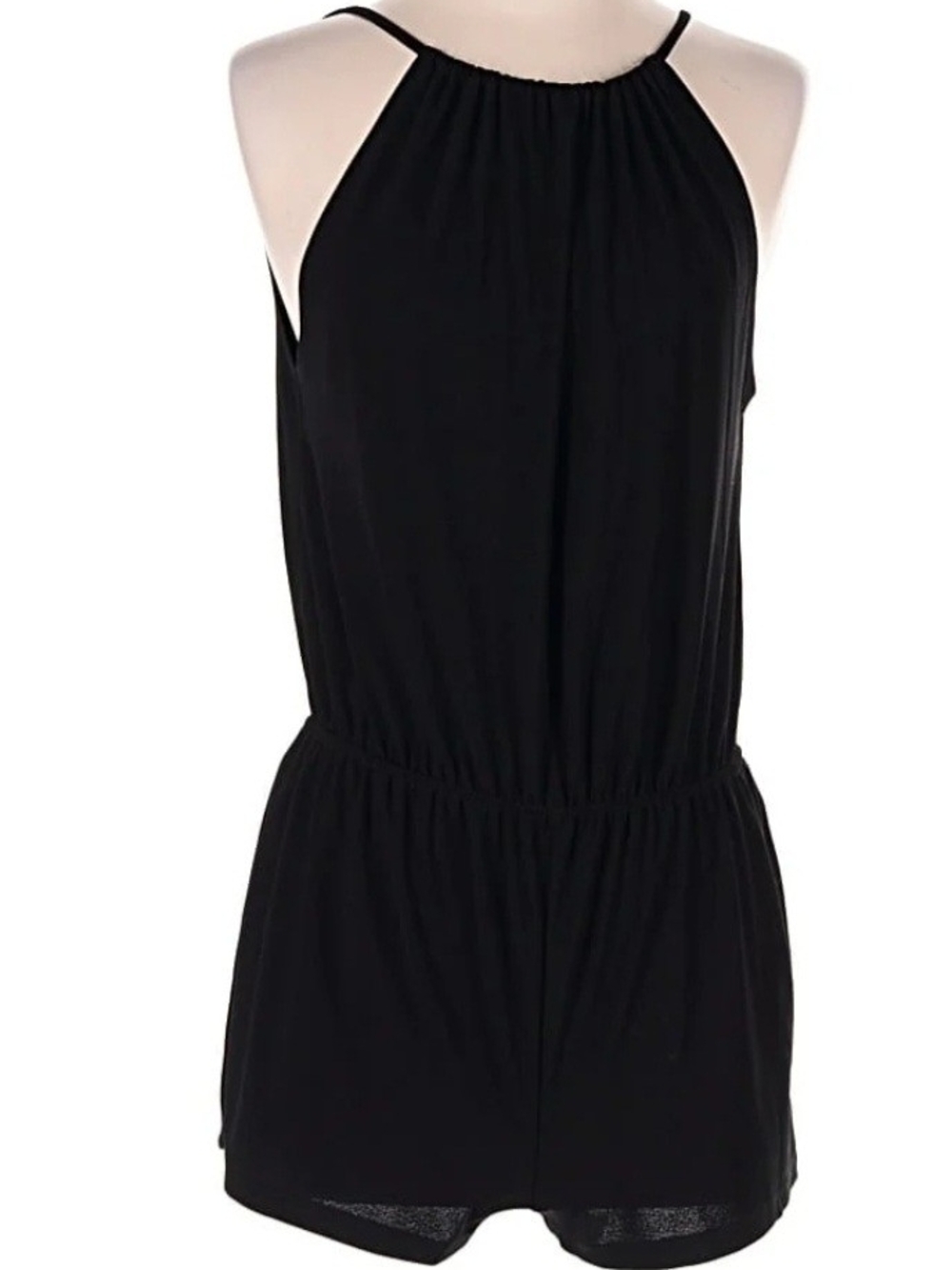 Forever 21 Black Halter Romper with Elastic Waist